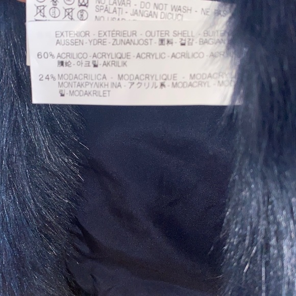 ZARA Trafaluc faux fur jacket short fur midnight blue Size S - Picture 11 of 15